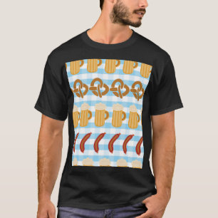 Oktoberfest: beer, pretzel, sausage pattern T-Shirt