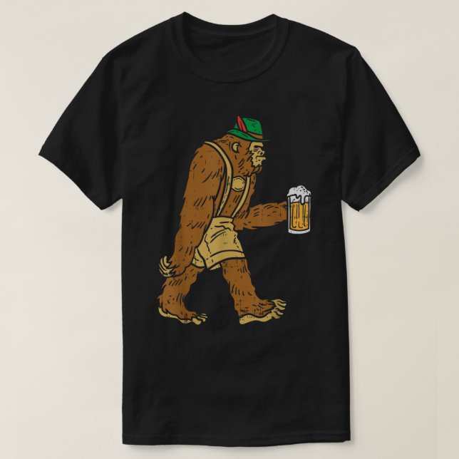 Oktoberfest Bigfoot Beer Funny Drinking Shirt (Design Front)