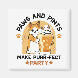 Oktoberfest Cat Party Paws and Pints Magnet