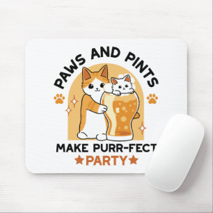 Oktoberfest Cat Party Paws and Pints Mouse Mat