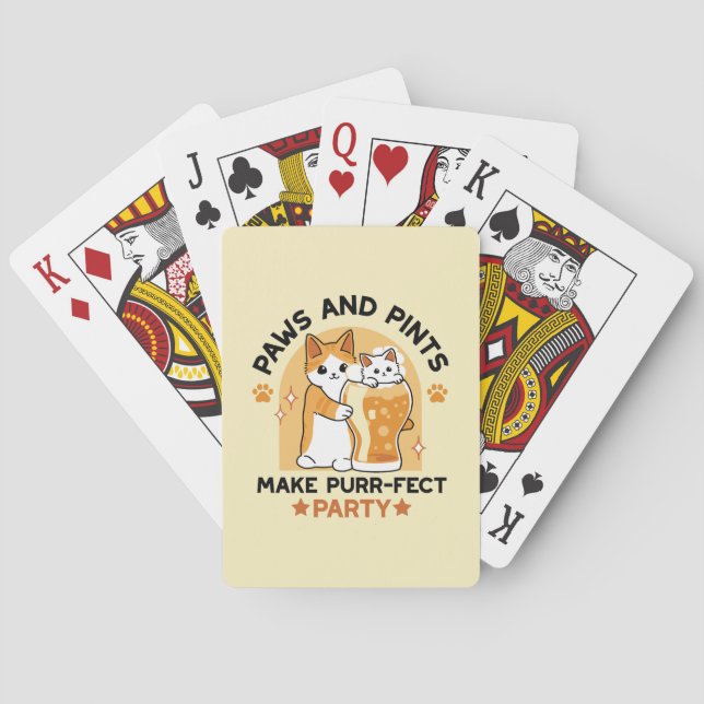 Oktoberfest Cat Party Paws and Pints Playing Cards (Back)