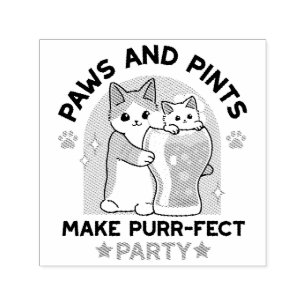 Oktoberfest Cat Party Paws and Pints Self-inking Stamp