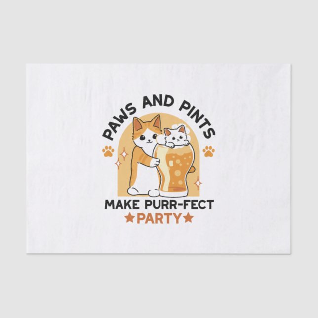 Oktoberfest Cat Party Paws and Pints Tissue Paper (Front)