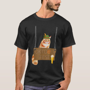 Oktoberfest Cat With Beer And Pretzel German Gift T-Shirt