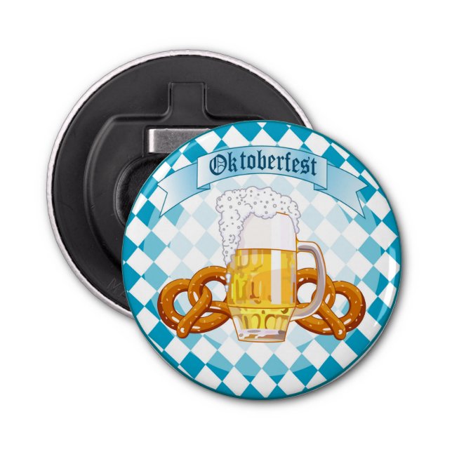 Oktoberfest Celebration Round Design Bottle Opener (Front)