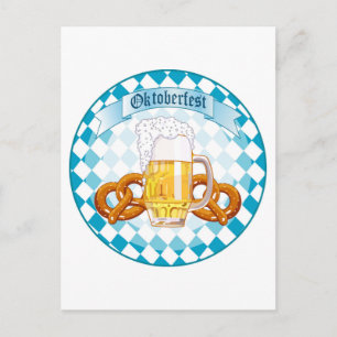Oktoberfest Celebration Round Design Postcard