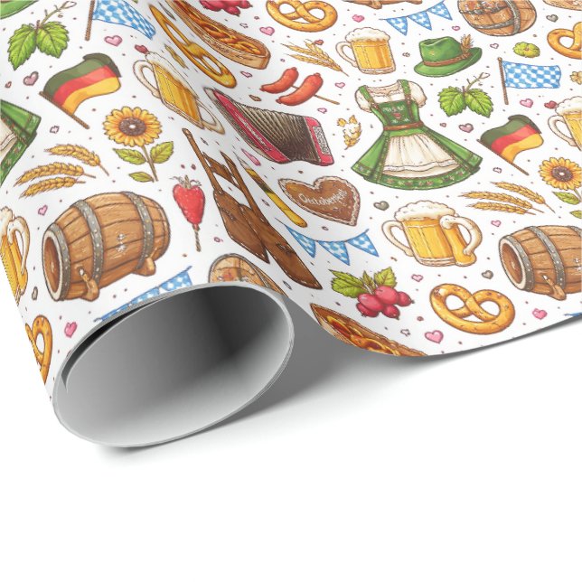 Oktoberfest Celebration Seamless Pattern – Wrappin Wrapping Paper (Roll Corner)