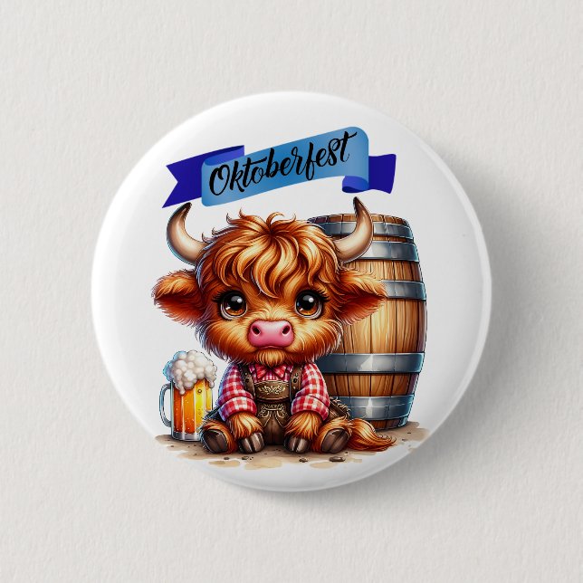 Oktoberfest Cow With Beer 6 Cm Round Badge (Front)