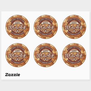 Oktoberfest  Festival Brown Wooden Beer Barrel  Classic Round Sticker