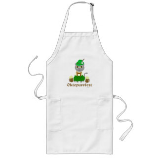 Oktoberfest Funny Cat Cartoon Art Illustration Long Apron