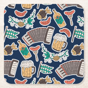 Oktoberfest German Beer Festival Square Paper Coaster