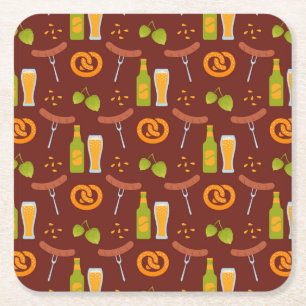 Oktoberfest German Beer Festival Square Paper Coaster