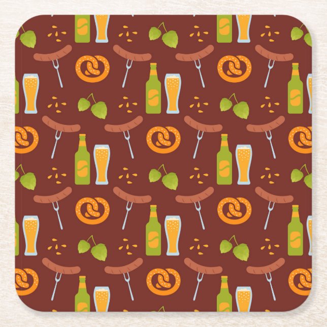 Oktoberfest German Beer Festival  Square Paper Coaster (Front)