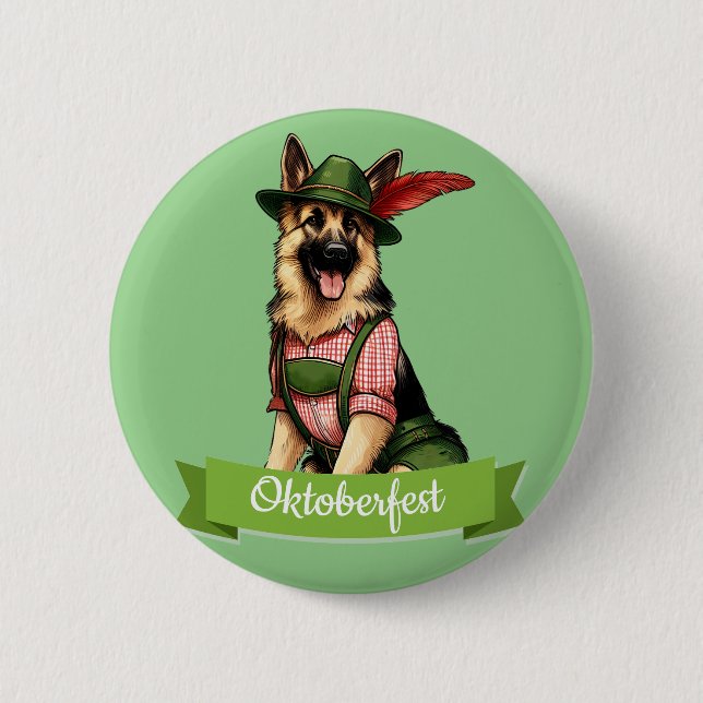 Oktoberfest German Shepherd Dog  6 Cm Round Badge (Front)