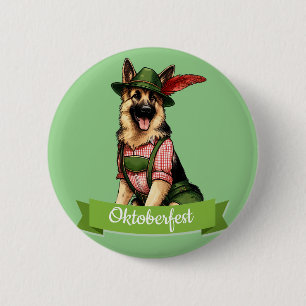 Oktoberfest German Shepherd Dog  6 Cm Round Badge