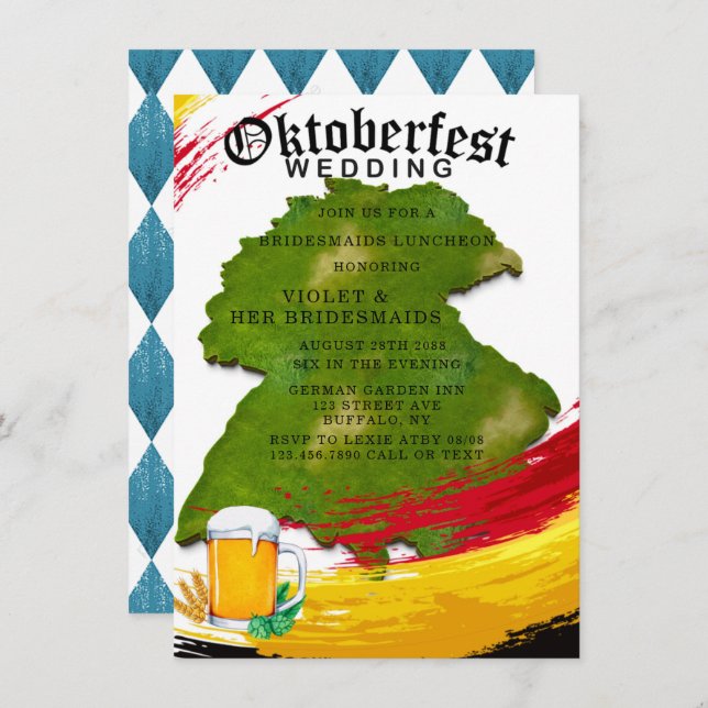 Oktoberfest Germany Map Bridesmaids Luncheon  Invitation (Front/Back)