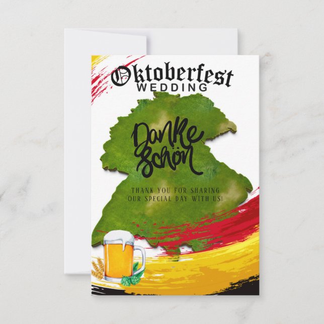 Oktoberfest Germany Map Danke Thank You Cards (Front)