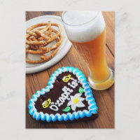 Oktoberfest gingerbread heart with pretzel beer