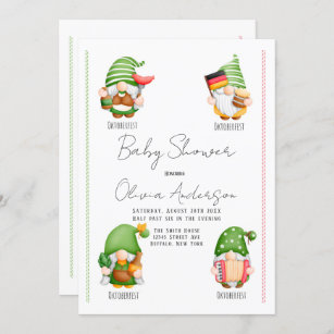 Oktoberfest Gnome Baby Shower Invitation