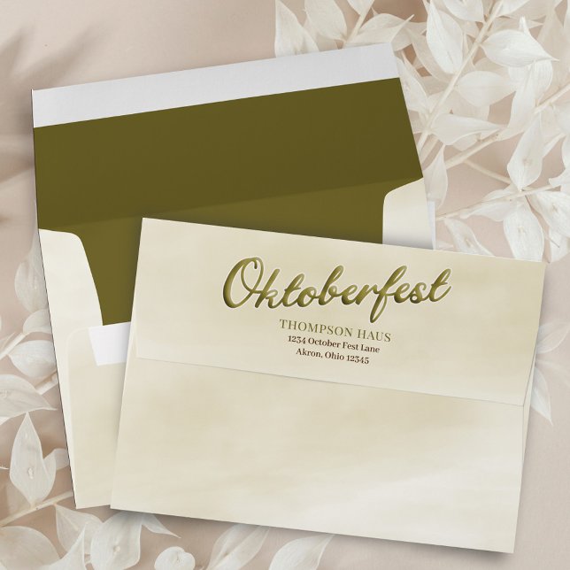 Oktoberfest Gold Typography Custom  Envelope (Oktoberfest custom envelope)