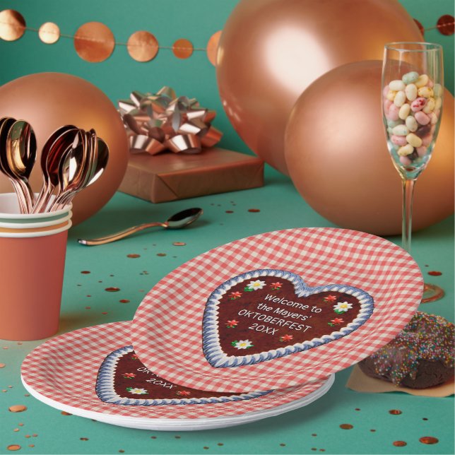 Oktoberfest Heart (customisable)  Paper Plate (Multi)