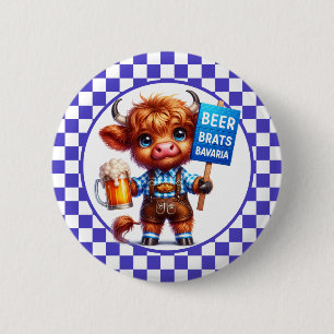 Oktoberfest Highland Cow  6 Cm Round Badge