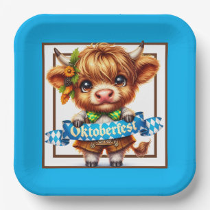 Oktoberfest Highland Cow Paper Dinner Napkins Plate