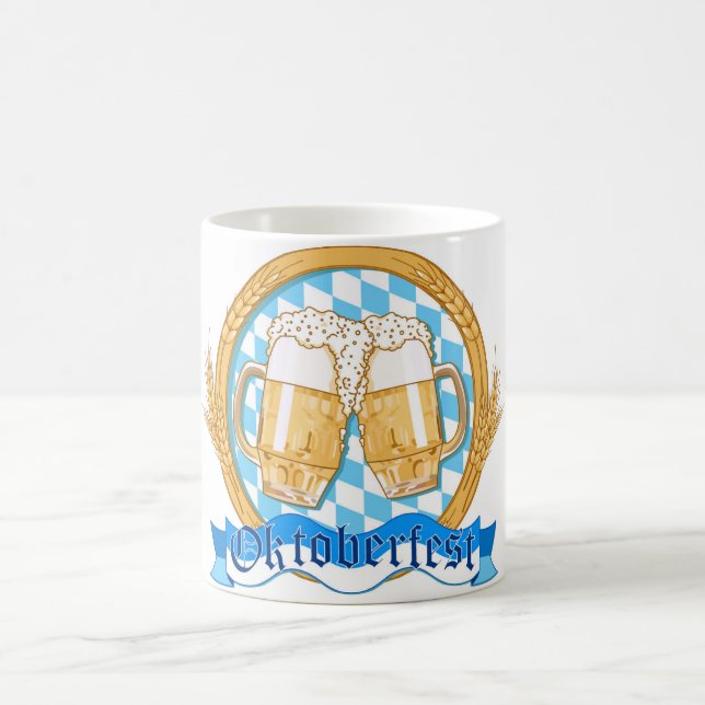 Oktoberfest Label Design With Beer Glasses Coffee Mug (Center)