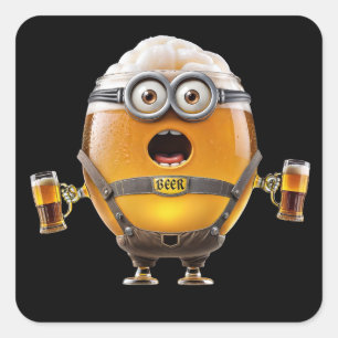 Oktoberfest Minion Square Sticker