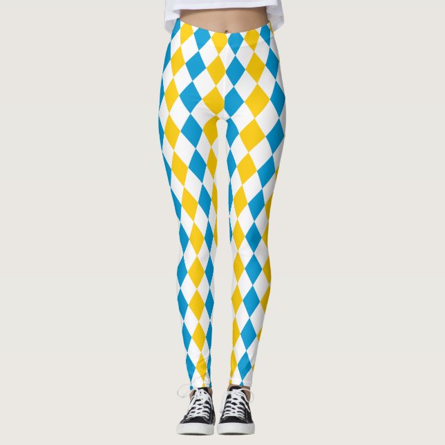 Oktoberfest Outfit Bayern Blue Yellow and White Leggings (Front)