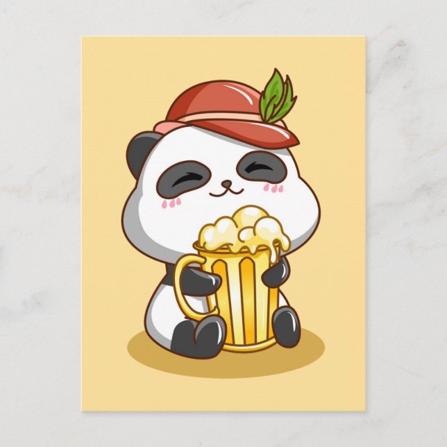 Oktoberfest Panda Bear Beer Postcard (Front)