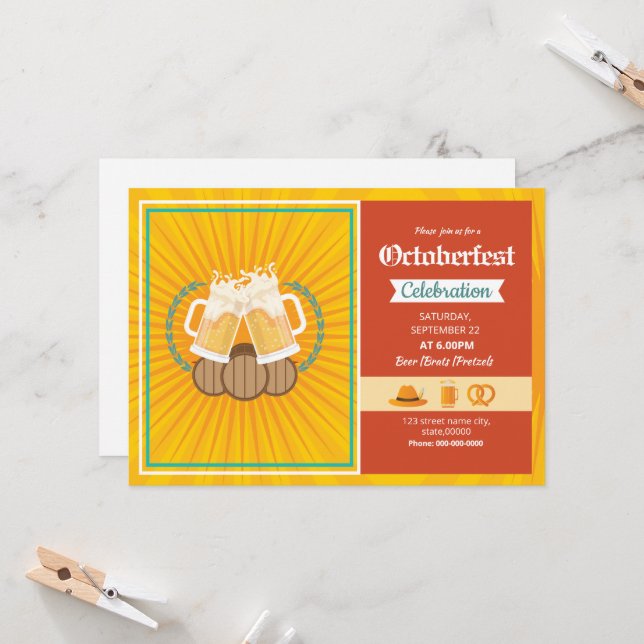 Oktoberfest Party Invitation Flyer Template (Front/Back In Situ)