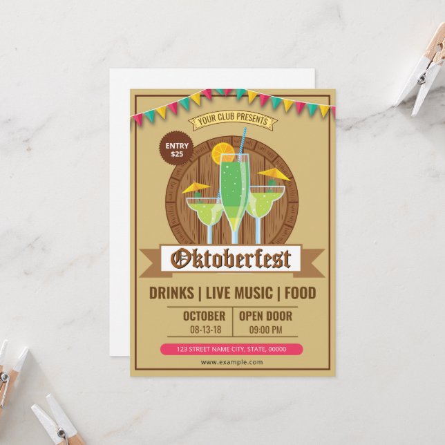Oktoberfest Party Invitation Template  (Front/Back In Situ)