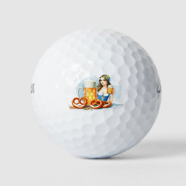 Oktoberfest Party With Beer And Pretzels ai  Golf Balls (Front)