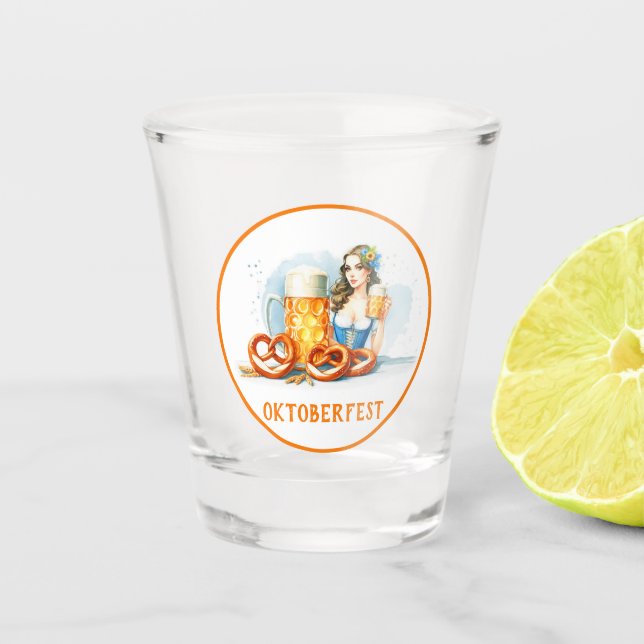 Oktoberfest Party With Beer And Pretzels ai  Shot Glass (Front)