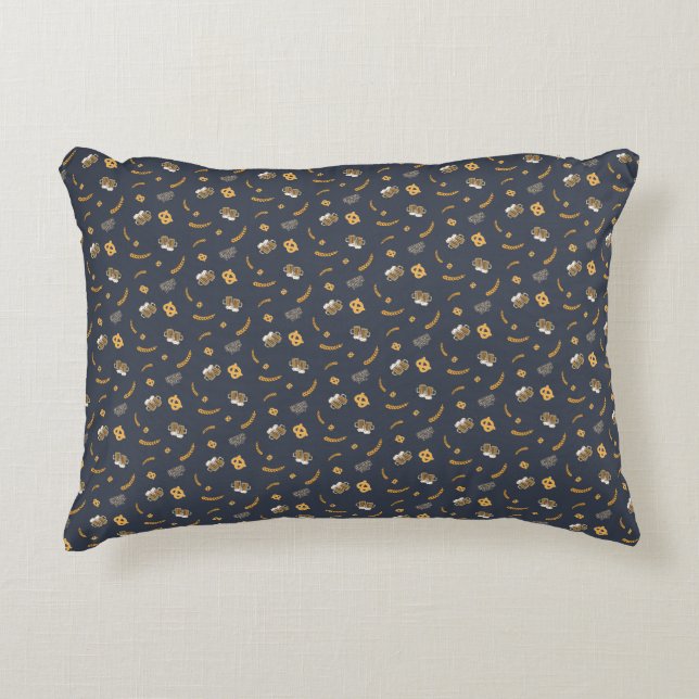 Oktoberfest Pretzel Beer Festival Pattern Blue Decorative Cushion (Front)