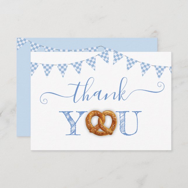 Oktoberfest Pretzel Danke Thank You note Invitation (Front/Back)