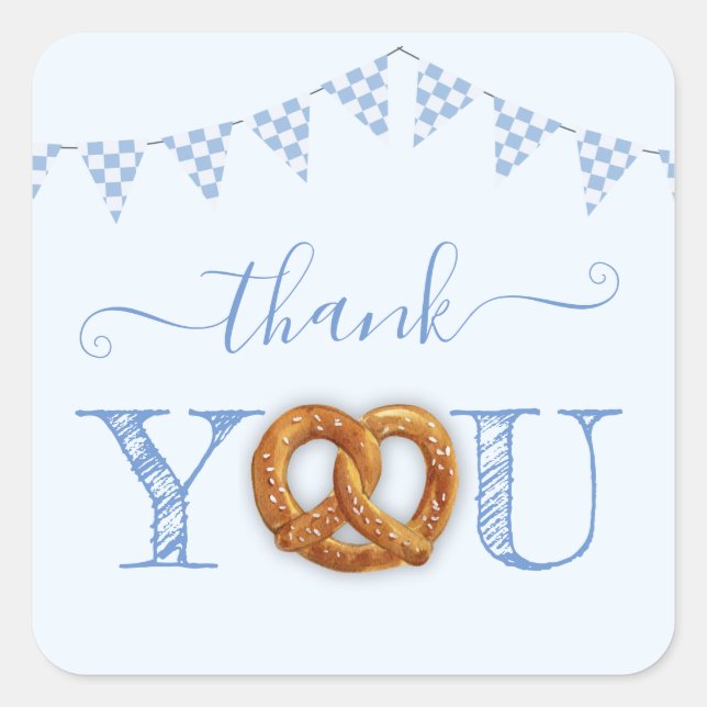 Oktoberfest Pretzel Danke Thank You Square Sticker (Front)