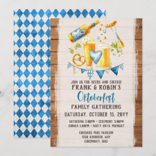 Oktoberfest Rustic Bavarian Beer Custom Party Name Invitation