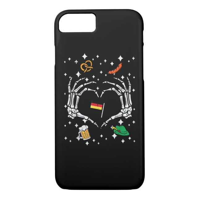 Oktoberfest Skeleton Hand Heart Flag German  Case-Mate iPhone Case (Back)