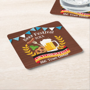 Oktoberfest Square Paper Coaster