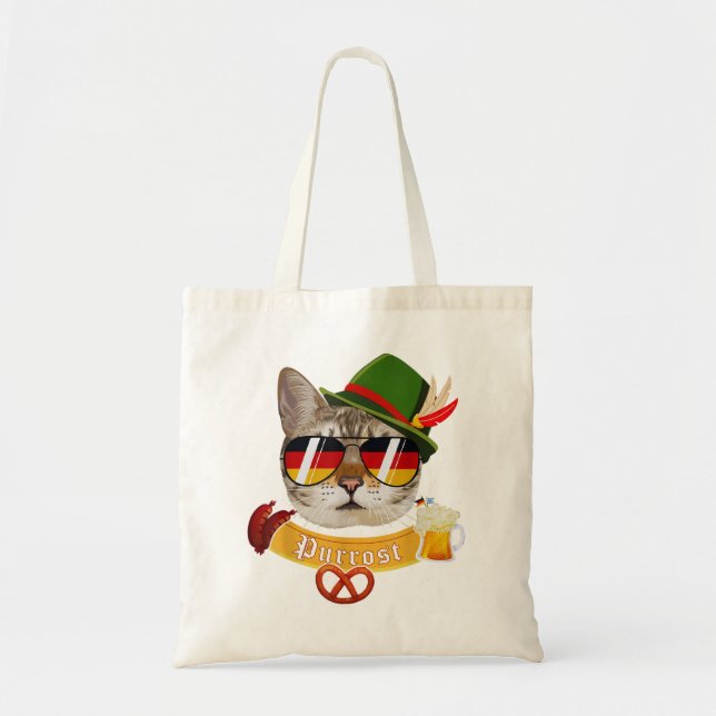 Oktoberfest T  Funny Prost Pun Purrost Cat     Tote Bag (Front)