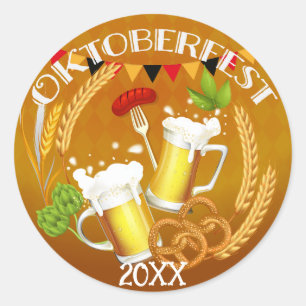 Oktoberfest Toasting Beer Classic Round Sticker