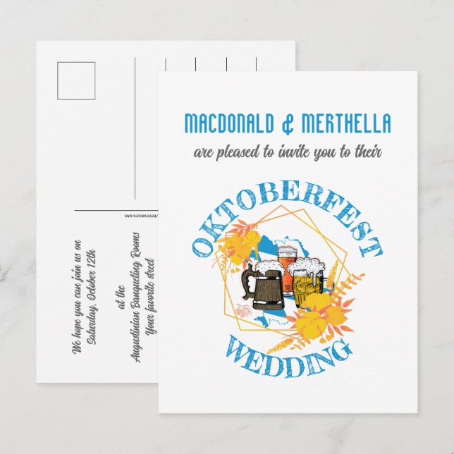 OKTOBERFEST Wedding Invitation Postcard (Front/Back)