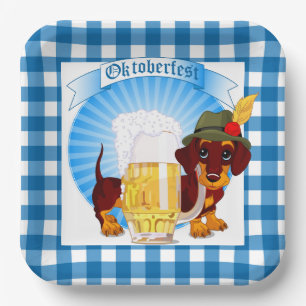 Oktoberfest Weiner Dog  Paper Plate