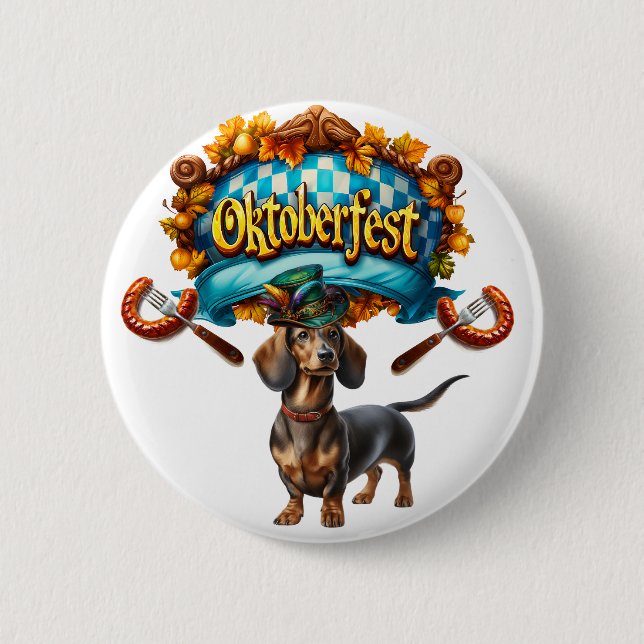 Oktoberfest Wiener Dog  6 Cm Round Badge (Front)