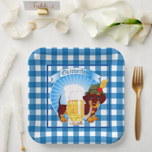 Oktoberfest Wiener Dog  Paper Plate