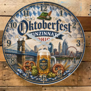 Oktoberfest Zinzinnati Festival Ohio German Beer Large Clock