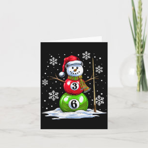 Ol Game Snowman Billiards Player Funny Christmas  Card