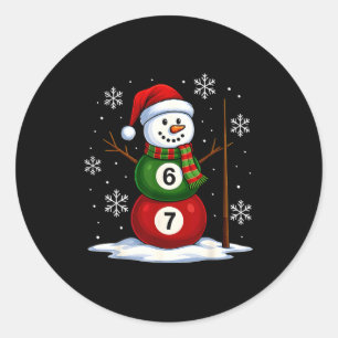 Ol Game Snowman Billiards Player Funny Christmas  Classic Round Sticker